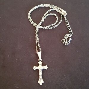 Silvertone crucifix adjustable necklace